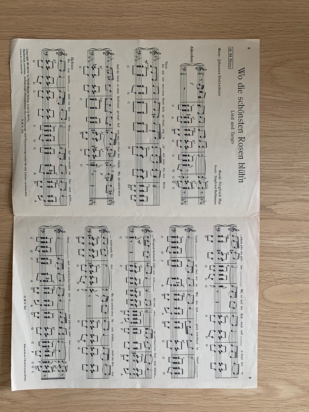 Wo die schönsten Rosen blüh'n (Akkordeon)